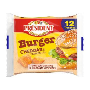 Comparez Buger Cheddar et Emmental 12 tranches - Pr?sident