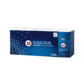 Comparez Mouchoirs de poche blanc classique Douceur 4 plis / 9 mouchoirs - U (x 30 ?tuis)
