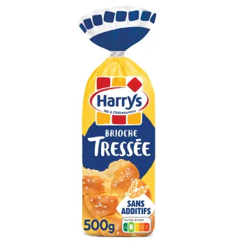 Harrys brioche tressee nature au sucre perle sans additifs 500g