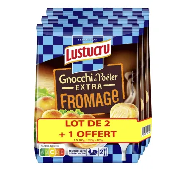 Pate fraiche gnocchi ? po?ler fromage LUSTUCRU : le lot de 3