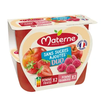 materne compote pomme fraise et pomme framboise 4 X 100g