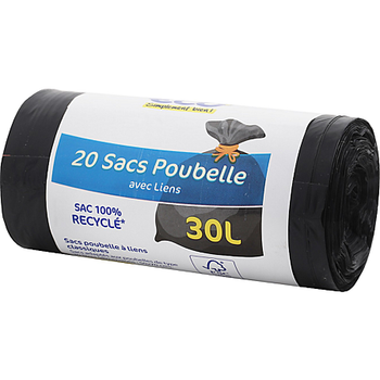 20 sacs poubelle avec liens 30L
