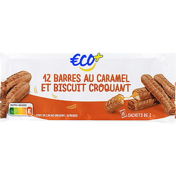 12 barres au caramel et biscuit croquant