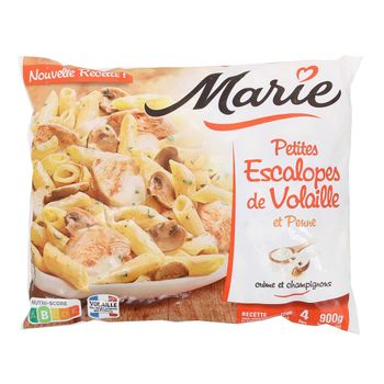 Petites escalopes de volaille Penne ? la cr?me et aux champignons
