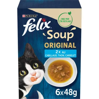 Soupe pour chat Adulte au cabillaud, au thon & carrelet PURINA FELIX