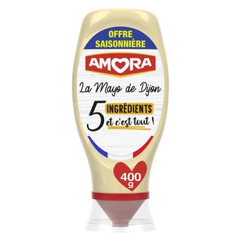 AMORA Mayonnaise De Dijon 5 Ingr?dients s?lectionn?s - Offre Saisonni?re Flacon Souple 400g