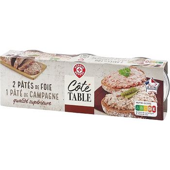 Assortiment de 3 terrines : 1 campagne, 2 foie