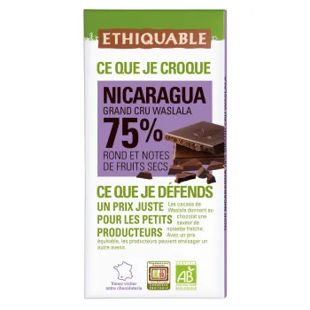 Comparez Chocolat noir 75% cacao notes fruits secs Nicaragua Bio ETHIQUABLE