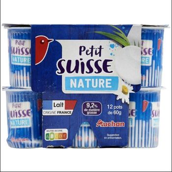 Auchan petit suisse nature 12x60g