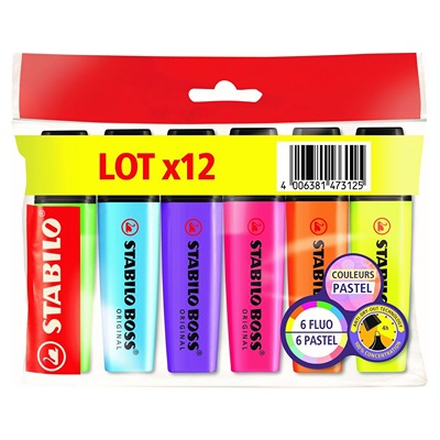 Lot 12 surligneurs
